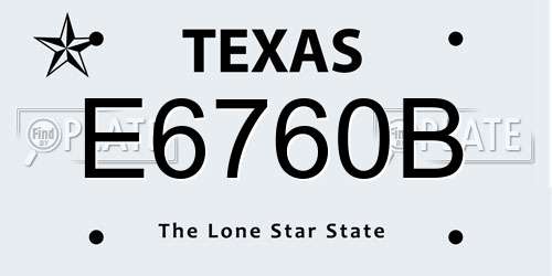 E6760B Texas License Plate