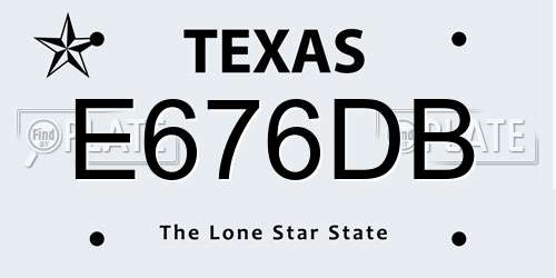 E676DB Texas License Plate