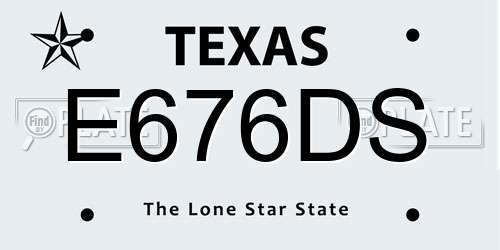 E676DS Texas License Plate
