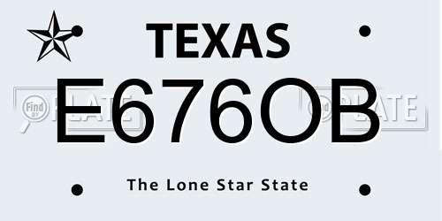 E676OB Texas License Plate
