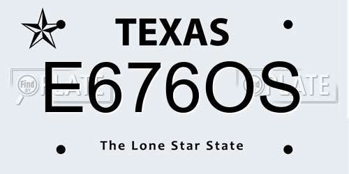 E676OS Texas License Plate