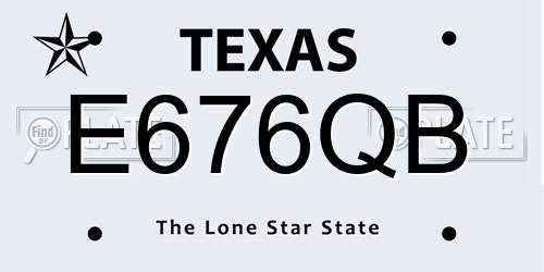E676QB Texas License Plate