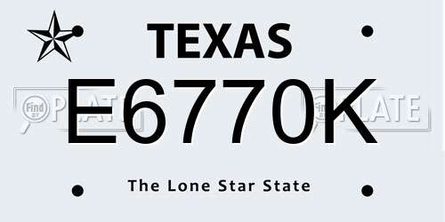 E6770K Texas License Plate