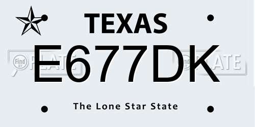 E677DK Texas License Plate