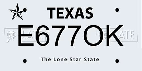 E677OK Texas License Plate