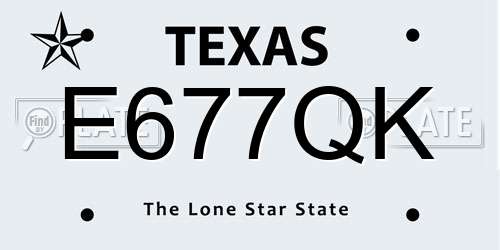 E677QK Texas License Plate