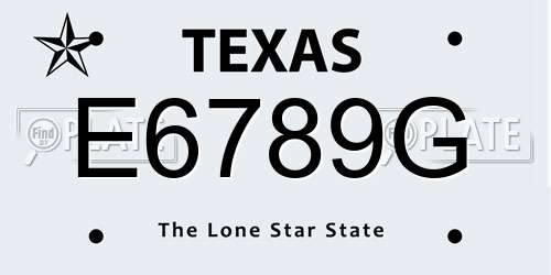 E6789G Texas License Plate