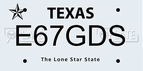E67GDS Texas License Plate