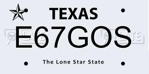 E67GOS Texas License Plate