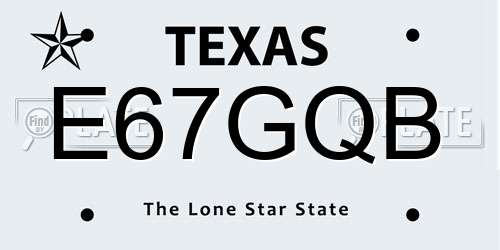 E67GQB Texas License Plate