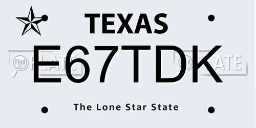 E67TDK Texas License Plate