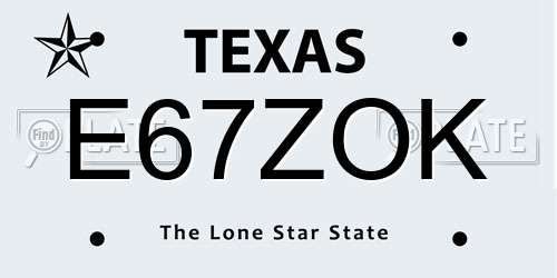 E67ZOK Texas License Plate