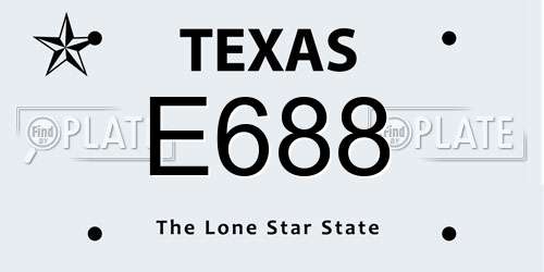 E688 Texas License Plate