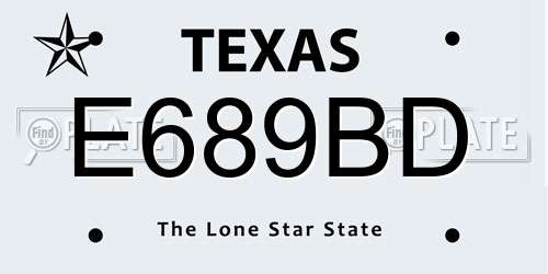 E689BD Texas License Plate