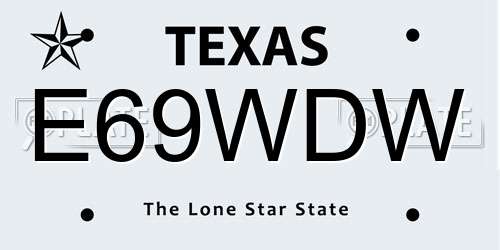 E69WDW Texas License Plate