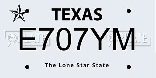 E707YM Texas License Plate