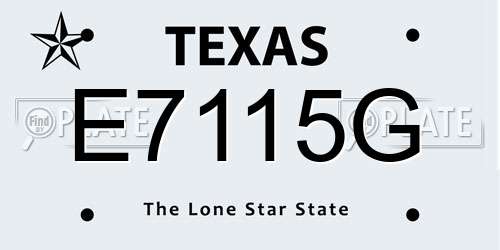 E7115G Texas License Plate