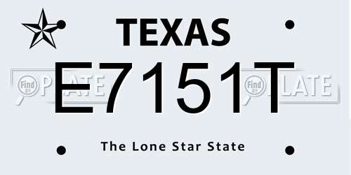 E7151T Texas License Plate