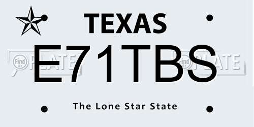 E71TBS Texas License Plate