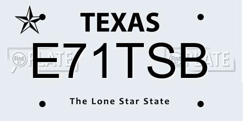 E71TSB Texas License Plate