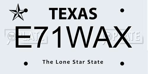 E71WAX Texas License Plate