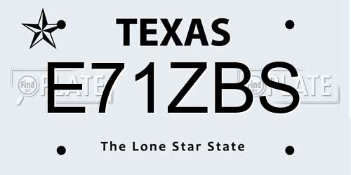 E71ZBS Texas License Plate