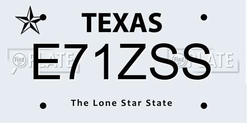 E71ZSS Texas License Plate