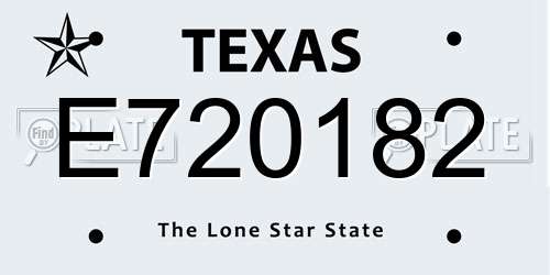 E720182 Texas License Plate