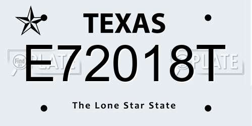 E72018T Texas License Plate