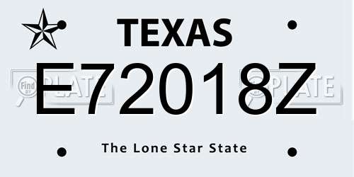 E72018Z Texas License Plate
