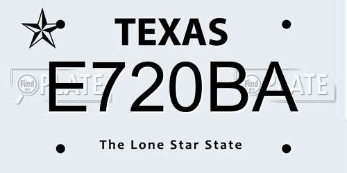 E720BA Texas License Plate