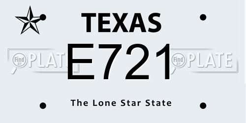 E721 Texas License Plate