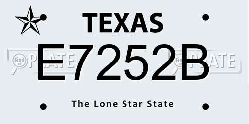 E7252B Texas License Plate