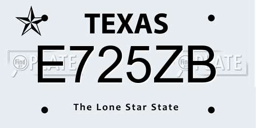 E725ZB Texas License Plate