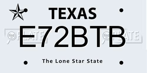 E72BTB Texas License Plate