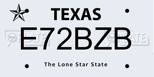 E72BZB Texas License Plate