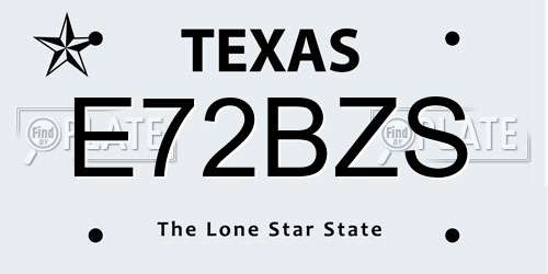 E72BZS Texas License Plate