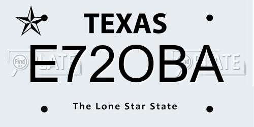E72OBA Texas License Plate