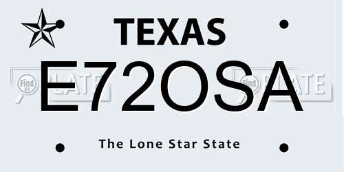 E72OSA Texas License Plate