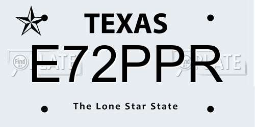 E72PPR Texas License Plate