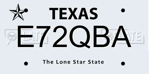 E72QBA Texas License Plate
