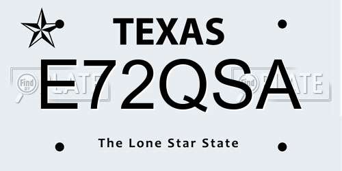 E72QSA Texas License Plate