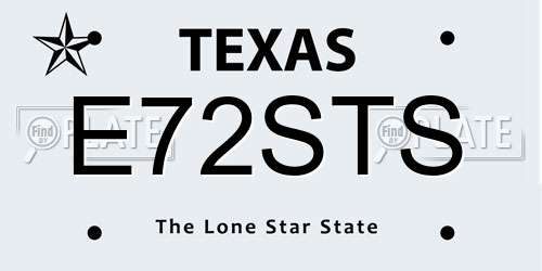 E72STS Texas License Plate