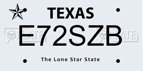 E72SZB Texas License Plate
