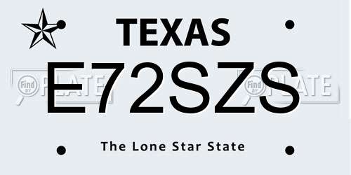 E72SZS Texas License Plate