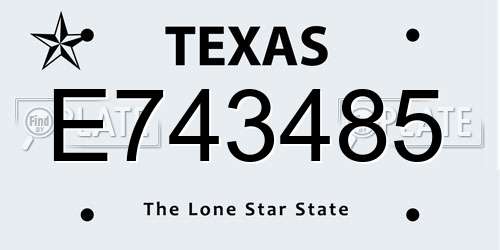 E743485 Texas License Plate