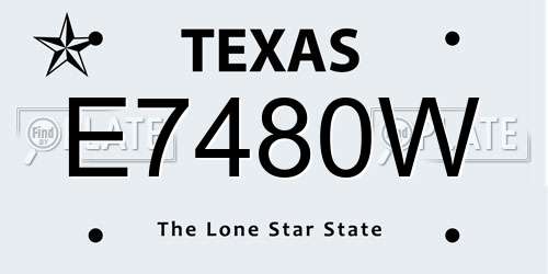 E7480W Texas License Plate