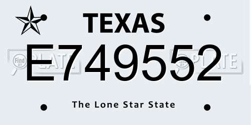 E749552 Texas License Plate