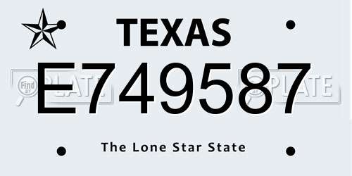 E749587 Texas License Plate