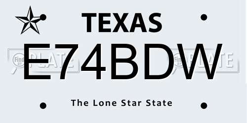 E74BDW Texas License Plate